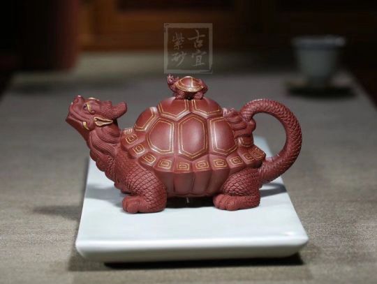 《金龜出?！芬伺d紫砂壺高級工藝美術師純手工底槽青創新壺茶壺紫砂茶具