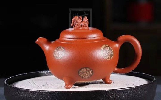 《獅韻》紫砂壺全手工茶壺老師小紅泥，絞泥（段泥、紫泥、綠泥等）壺