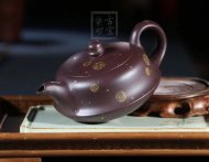 《平湖秋月（描金款）》宜興紫砂壺手工工藝美術師大師收藏級茶壺紫泥