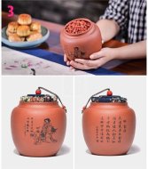 《四大美女茶葉罐》宜興紫砂壺手工紫泥，段泥，紅清水泥，天青泥茶壺具