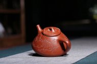 《子冶石瓢》宜興高級工藝美術師工紫砂壺小煤窯朱泥石瓢茶壺茶具