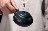 《石瓢》宜興紫砂壺工藝美術師手工茶壺茶具墨綠泥石瓢