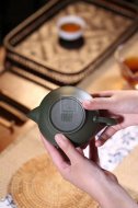 《心經(jīng)笑櫻》宜興紫砂壺工藝美術(shù)師手工頂級(jí)民國(guó)綠泡茶壺禮品笑櫻