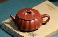 《筋紋扁石瓢壺》宜興紫砂壺助理工藝美術師純手工大紅袍泡茶壺茶具石瓢套裝