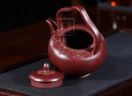 《梵華提梁》純手工高級工藝美術(shù)師宜興紫砂創(chuàng)新提梁壺紫泥泡茶壺套壺