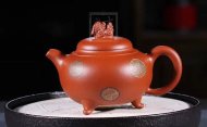 《獅韻》紫砂壺全手工茶壺老師小紅泥，絞泥（段泥、紫泥、綠泥等）壺