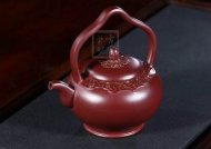 《梵華提梁》純手工高級工藝美術(shù)師宜興紫砂創(chuàng)新提梁壺紫泥泡茶壺套壺