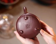 《景舟石瓢》宜興紫砂壺實(shí)力派名家手工紫泥石瓢茶壺茶具