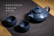《風(fēng)卷葵套具》宜興純工藝美術(shù)師全手工紫砂壺天青泥壺茶壺風(fēng)卷葵茶具