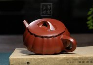 《筋紋扁石瓢壺》宜興紫砂壺助理工藝美術師純手工大紅袍泡茶壺茶具石瓢套裝